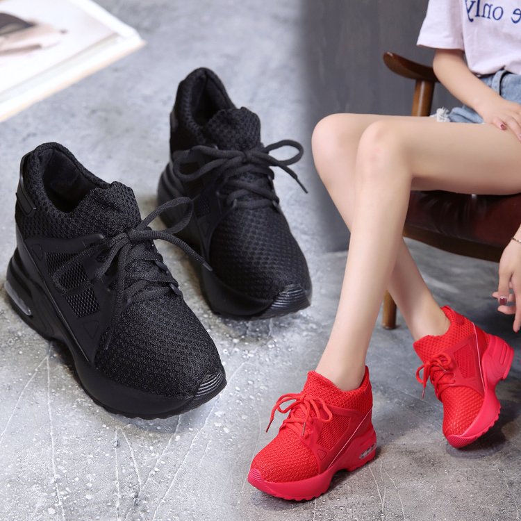 Shallow Heel Mesh Lace-up Shoes
