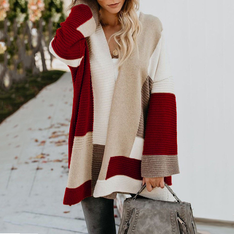 Lazy Thickened Autumn And Winter Long Knitted Cardigan Small Fragrance Jacket Women Burgundy - Shop at LoveMi