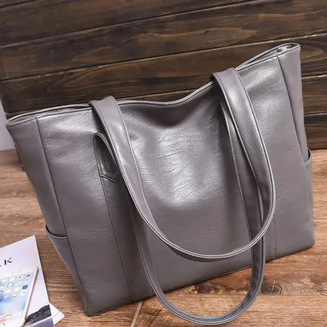New Fashion Large capacity Pu Shoulder Bag Grey - Shop at LoveMi
