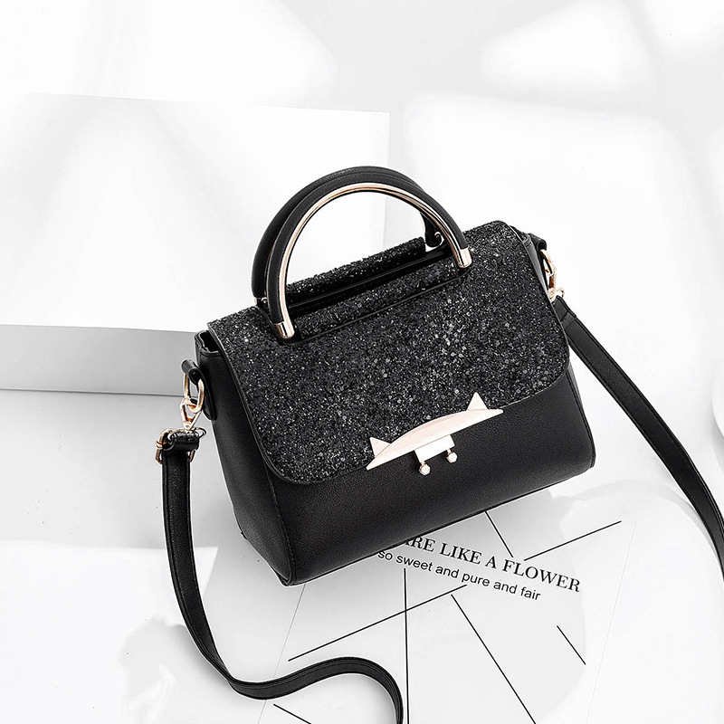 Bag Women Korean Casual Fashion Women's Bag Messenger Shoulder Handbag Black - Shop at LoveMi