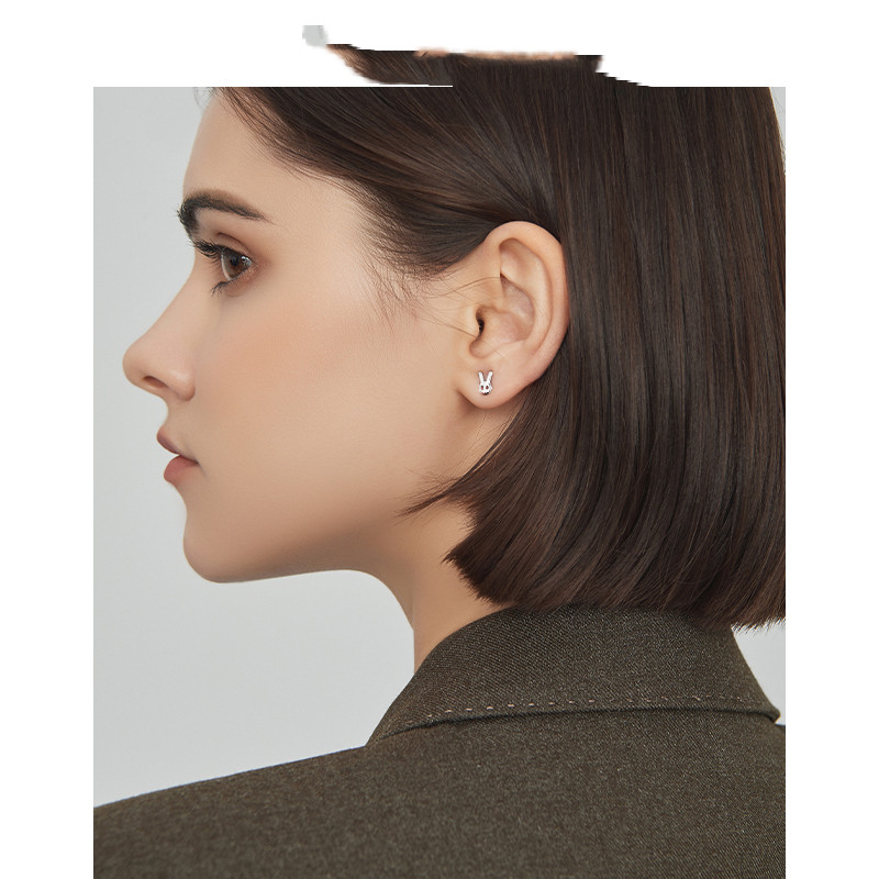 Sterling Silver Cute Rabbit Earrings Female Simple Japanese Girl Sweet And Compact Wild Small