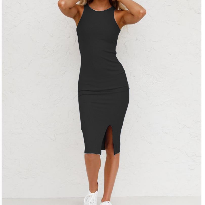 Solid Color Vest Long Dress