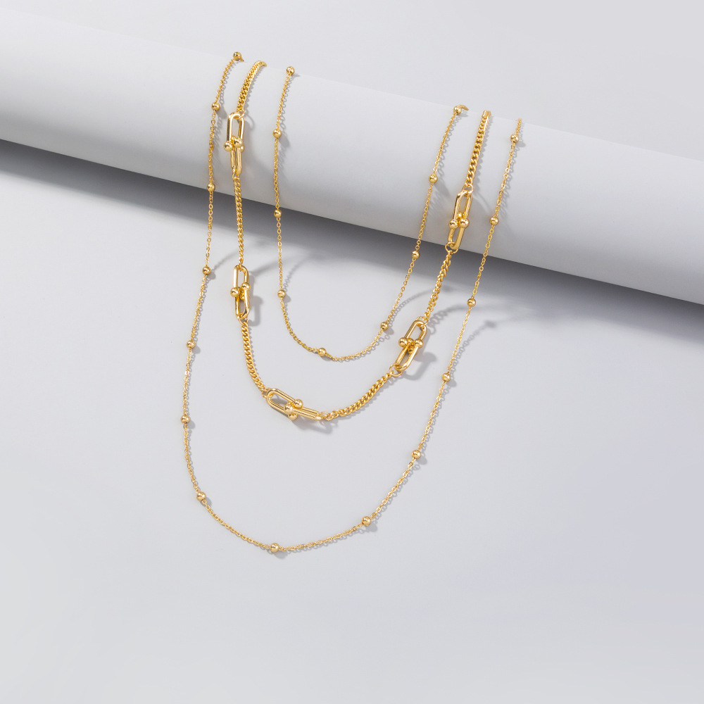 Street Hip Hop Multi-layered Bead Chain Necklace