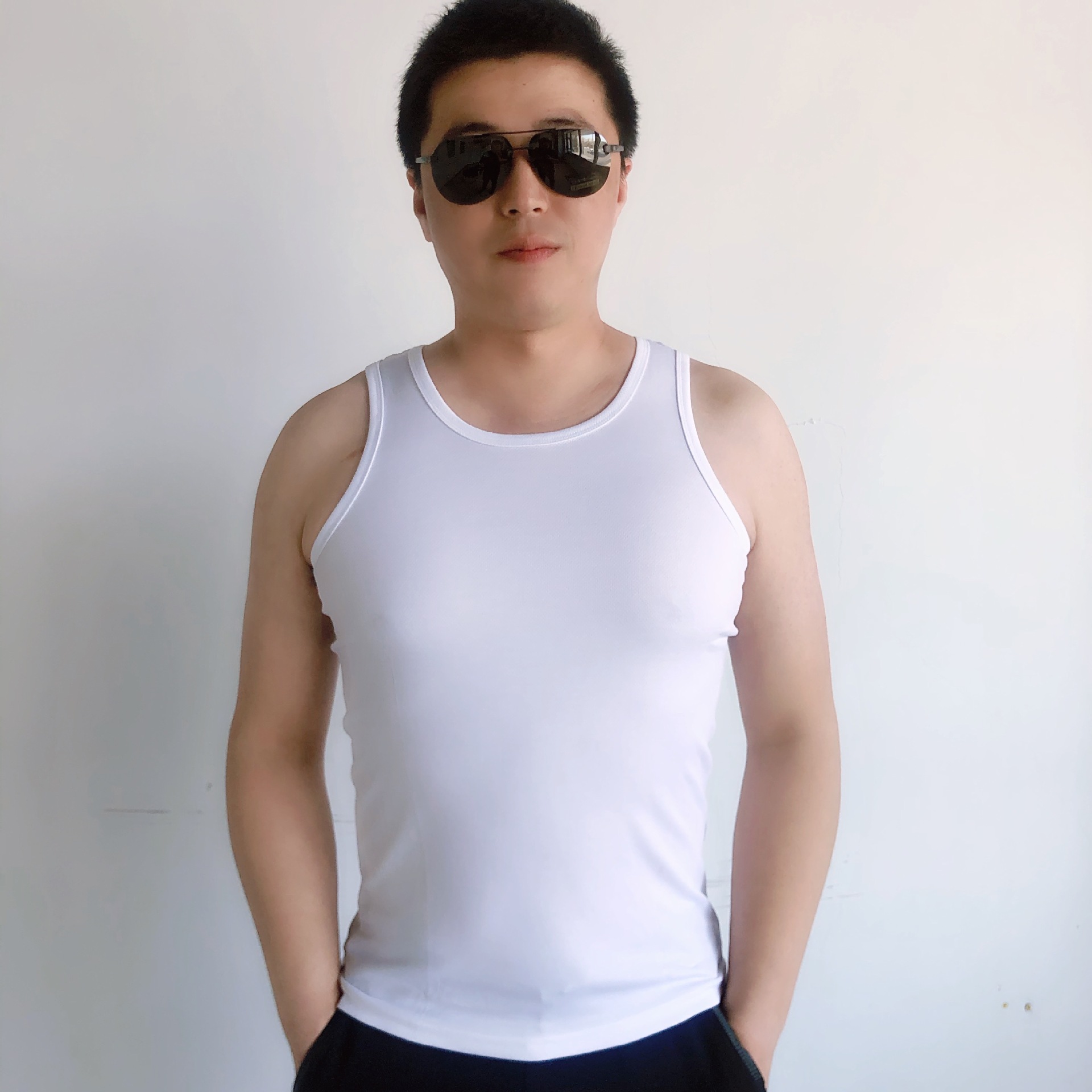 بدلة تدريب صيفية رجالية بلا أكمام - قميص داخلي وسترة عسكرية