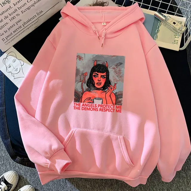 Candy Color Sweatshirt With Print Pattern All match Personalized Hooded Sweater Pink - Shop at LoveMi
