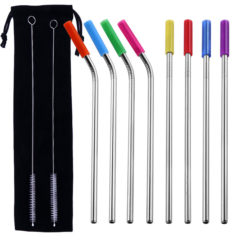 Straw Silicone Cover Food Grade Stainless Steel Straw 266Straw Set - Shop at LoveMi