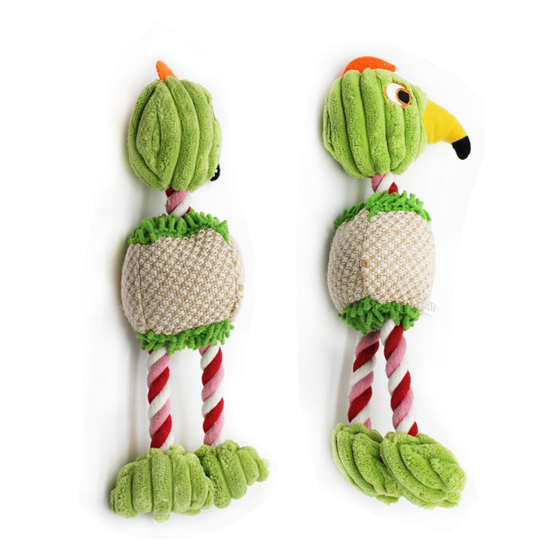 Three-Color Cotton Rope Pet Sounding Toy Bird
