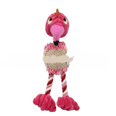 Three-Colour Cotton Rope Pet Sounding Toy Bird - Pink - View 1