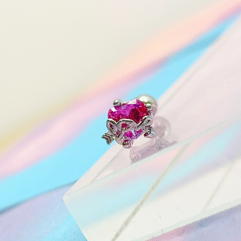 Simple Purple Gradient Color Zirconium Heart-shaped Earrings