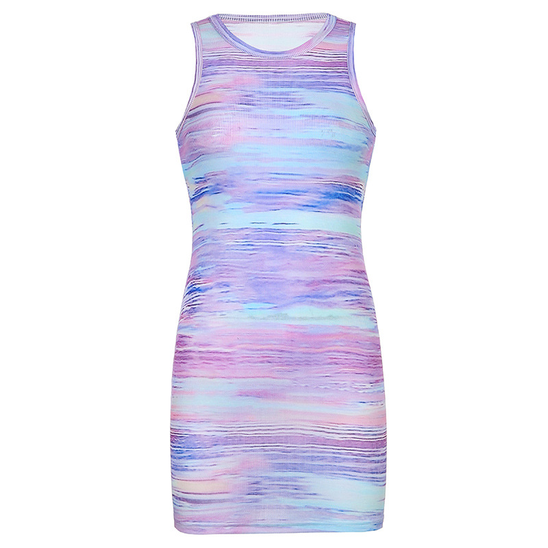 Fake Wind Striped Contrast Color Halter Halter Deep V Feminine Knitted Dress
