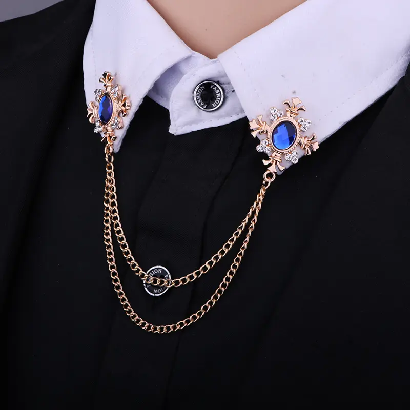 Fringed Rhinestone Cross Collar Chain Accessories Brooch