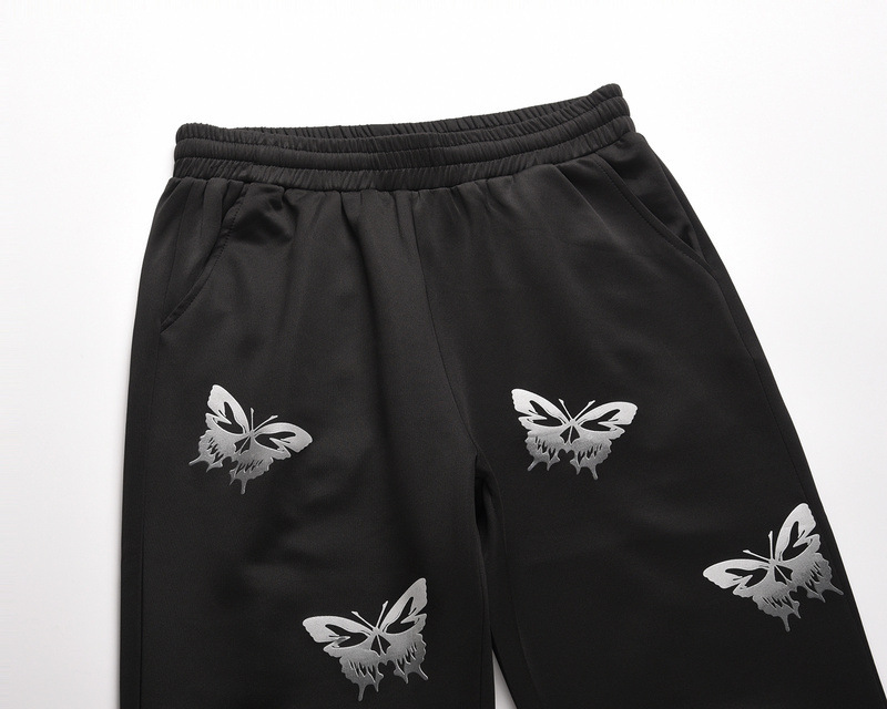 Personality Reflective Butterfly Print Trousers Ins Casual Men And Women The Same Straight-leg Pants