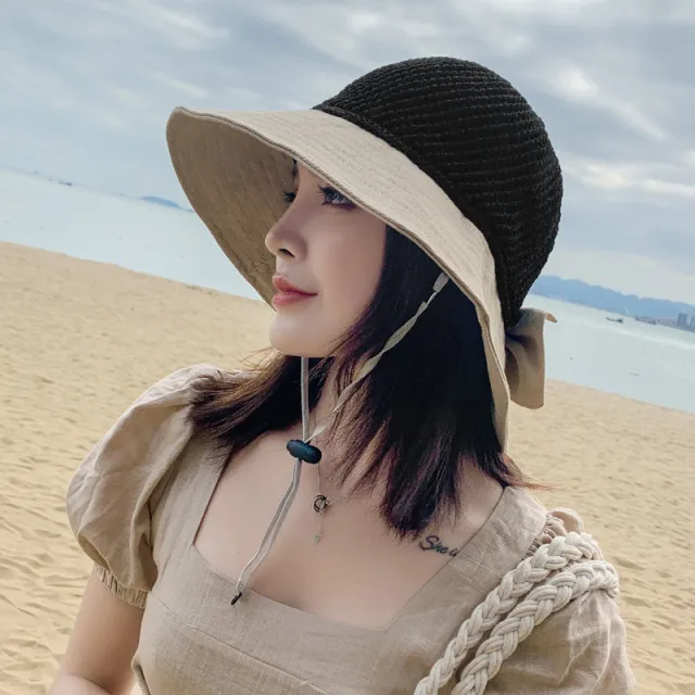 Hollow Bow Fisherman Hat Female Korean Style Tide All match Sun Hat Beige - Shop at LoveMi