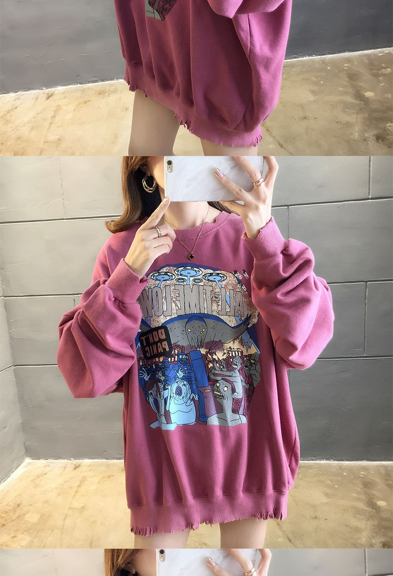 Plus Velvet Thickening Can Not Afford The Ball Composite Sweater Women Round Neck Embroidery Loose Top Coat