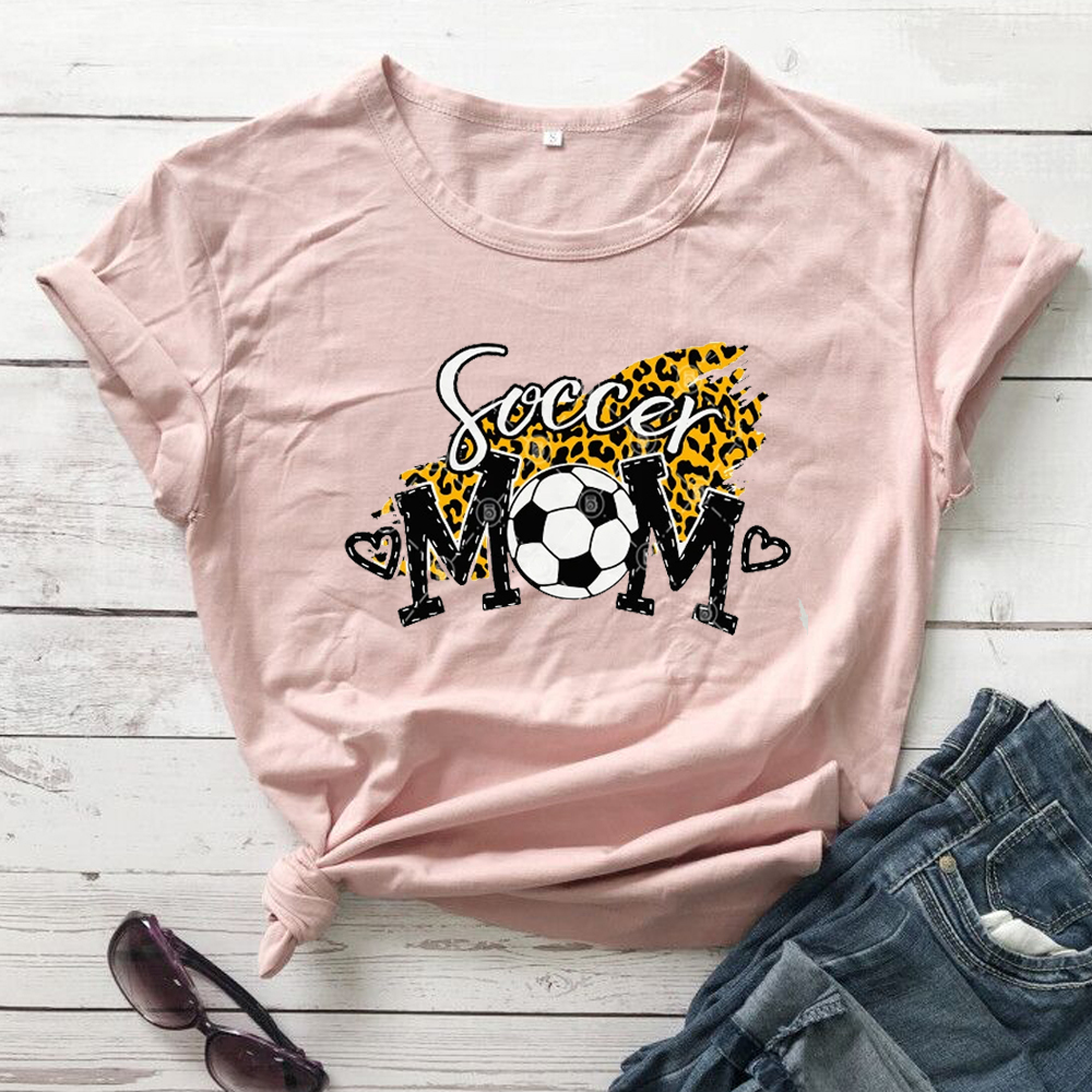 Mother's Day Gift Women's Cotton Leopard Print Casual T shirt Peach - Shop at LoveMi