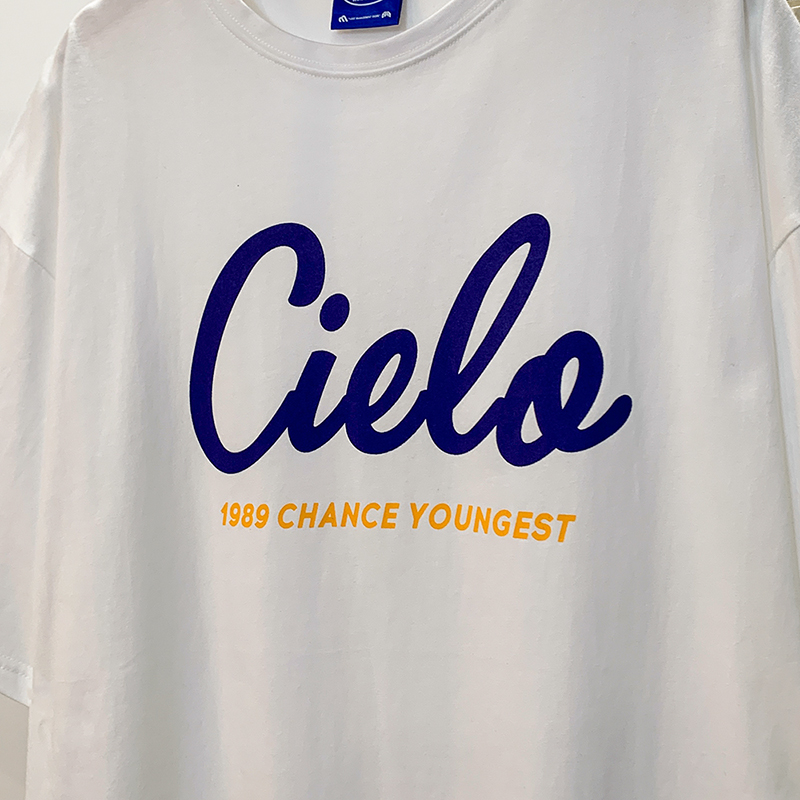 Summer Cotton Loose Letter Printing Men's T-shirt Short Sleeves