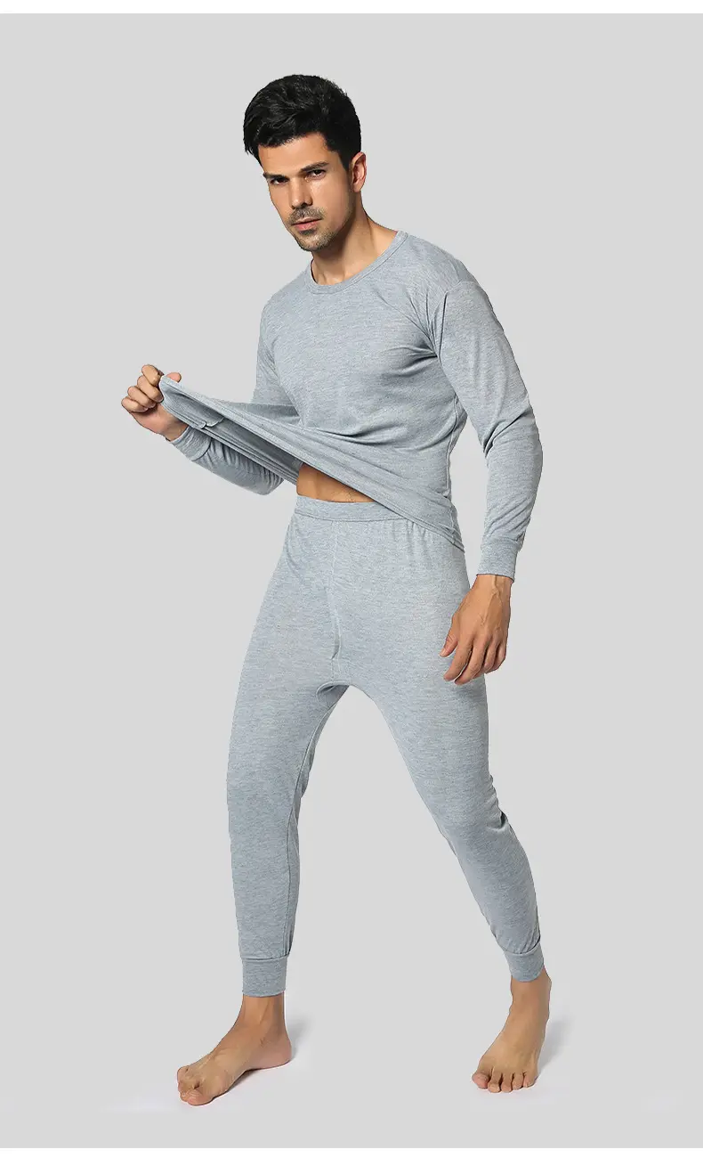Thermal Underwear Suit Men's Round Neck Polyester