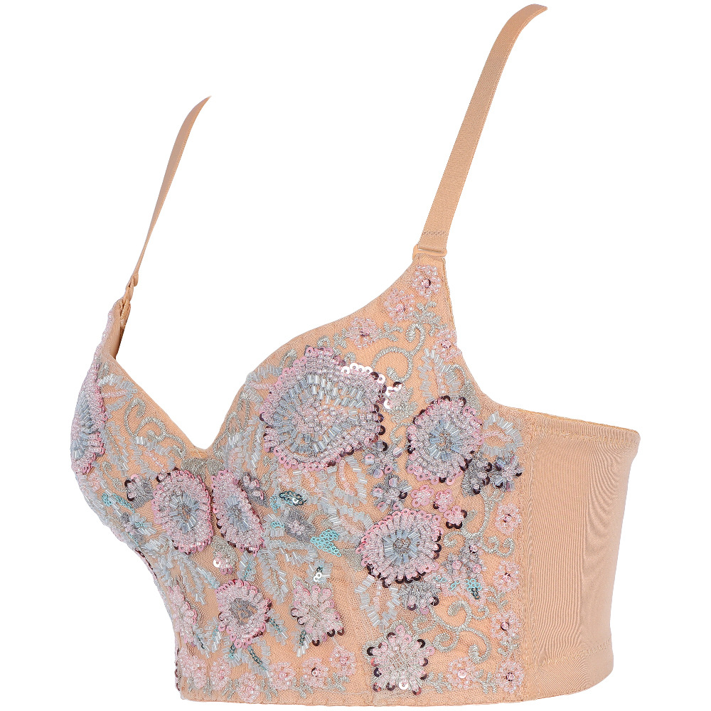 Title 1, Camisole Curta Halter Feminina Floral Bordada