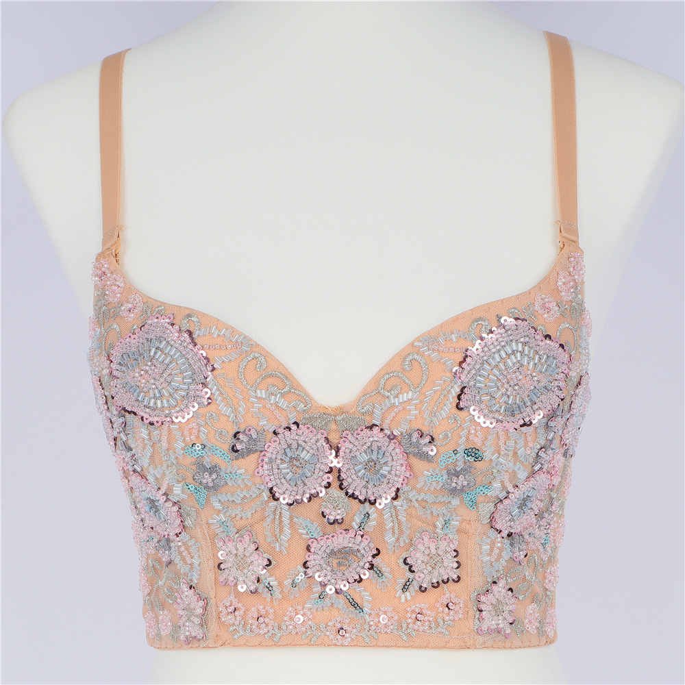 Embroidered Floral Underwear Women's Halter Short Camisole — image 1