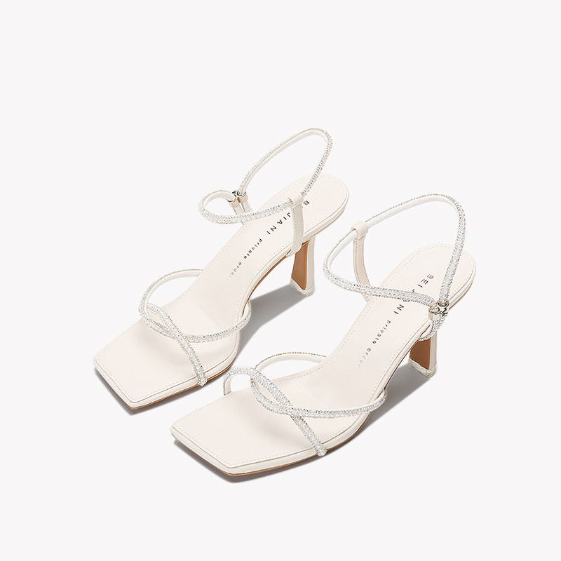 Korean Version Of Rhinestone Crossover With Toe High Heels