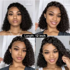 Synthetic Lace Front Wig Africa Small Curly Wig Women's Medium And Long Curly Hair Braided Wigs - Black - View 1