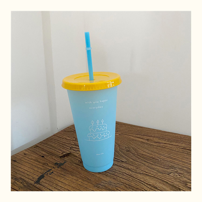 Homemade Korean Style Ins Cute Large-capacity Car Plastic Straw Cup