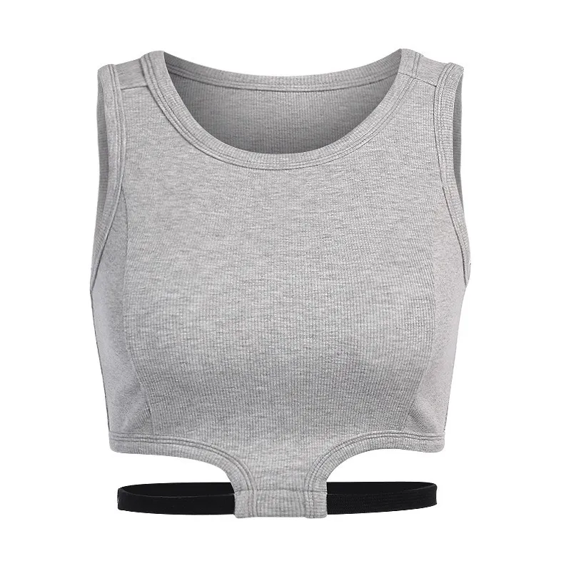 Knitted Slim Navel Sexy Women's Sleeveless Tank Top Knit Top - Tan