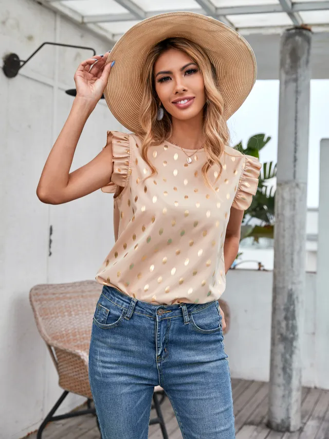 Women's New Style Ruffled Pullover Comfortable Shirt Apricot - Shop at LoveMi