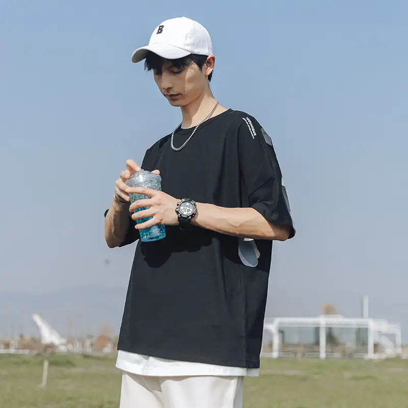 Bat Sleeve T-shirt Men's Camouflage Rabbit Print Loose Short Sleeve T-shirt