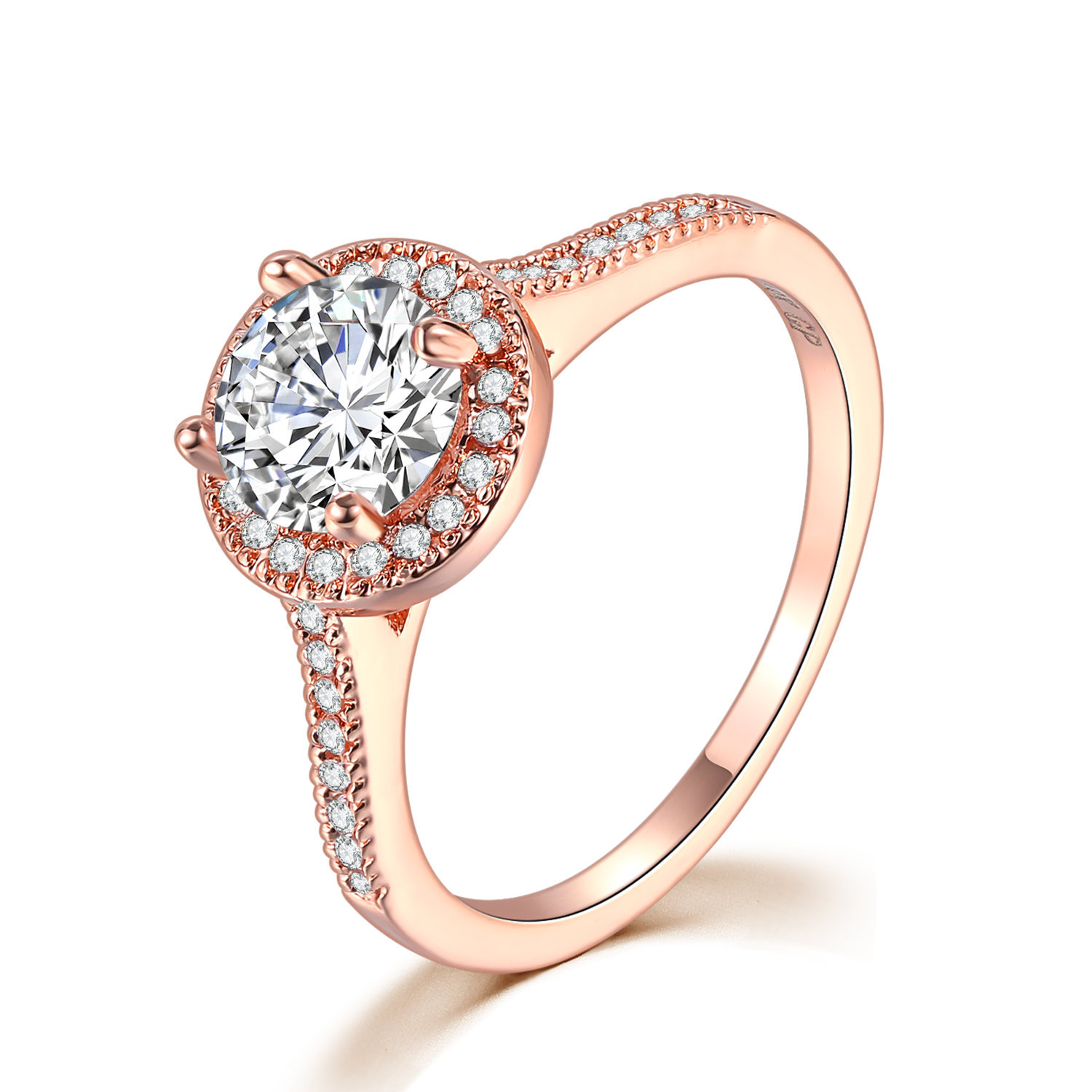 Micro Inlaid AAA Zircon White Gold Diamond Ring Rose Gold - Shop at LoveMi