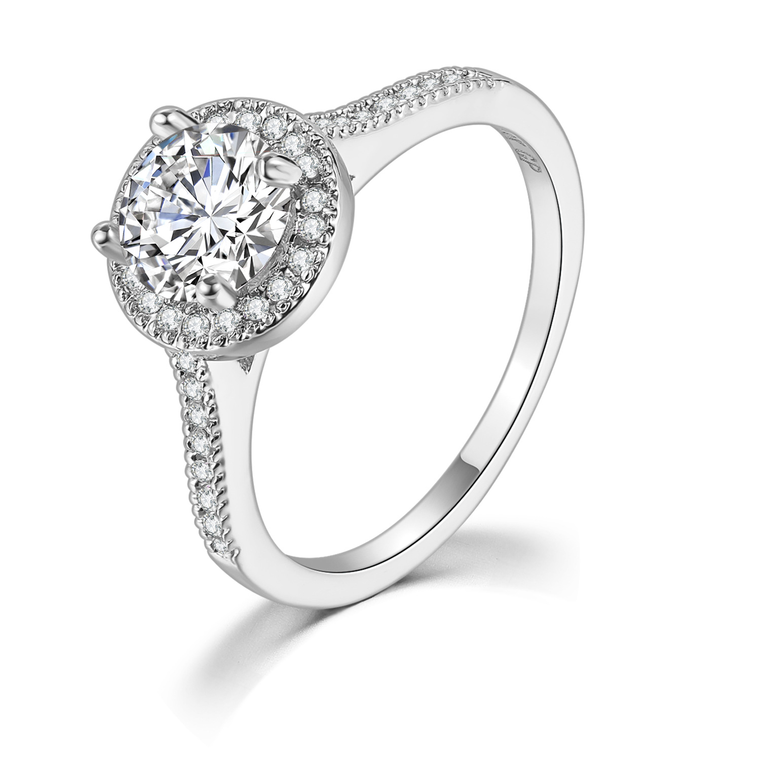 Micro Inlaid AAA Zircon White Gold Diamond Ring White Gold - Shop at LoveMi