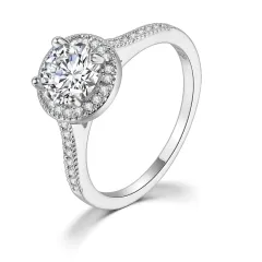 Micro Inlaid AAA Zircon White Gold Diamond Ring - White Gold - View 1