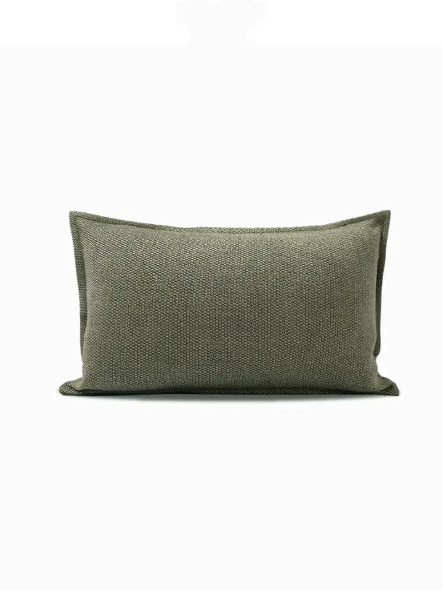 Gray green Back Cushion Cotton And Linen Pillow Nordic Pillow like Lumbar Pillow Lumbar Pillow - Shop at LoveMi