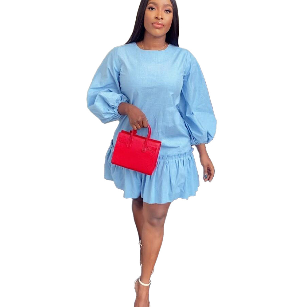 Ruffled Pleated Zipper Loose Dress Women