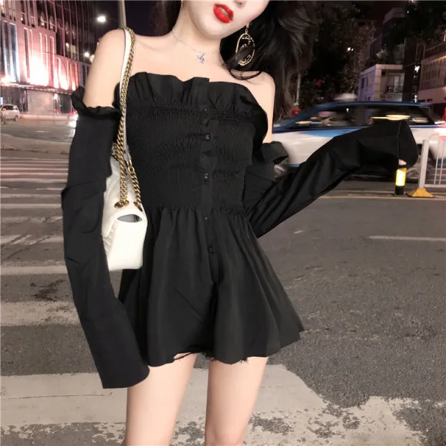 Women's Clothing Korea Fashion Chic Autumn New A Line Ladies Black - Shop at LoveMi