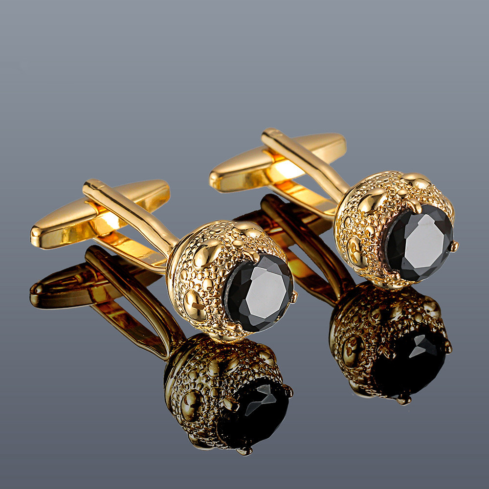 Men's Cufflinks Round Copper Shirt Sleeve Nails With Zircon — foto 2