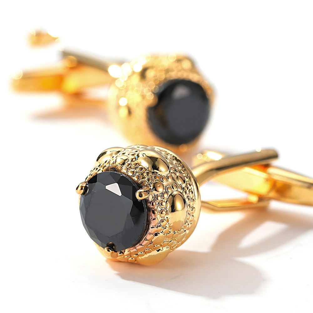 Men's Cufflinks Round Copper Shirt Sleeve Nails With Zircon — foto 4