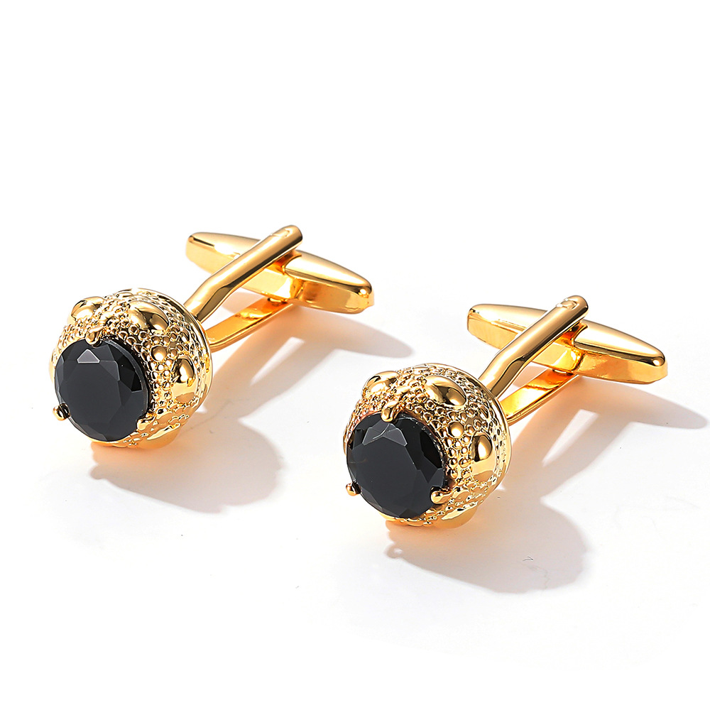 Men's Cufflinks Round Copper Shirt Sleeve Nails With Zircon — foto 3
