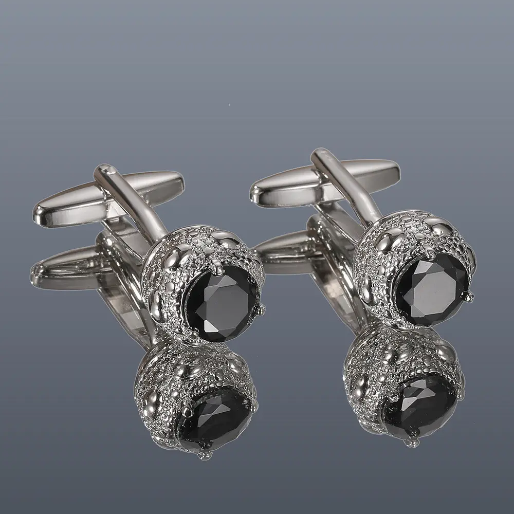 Men's Cufflinks Round Copper Shirt Sleeve Nails with Zircon