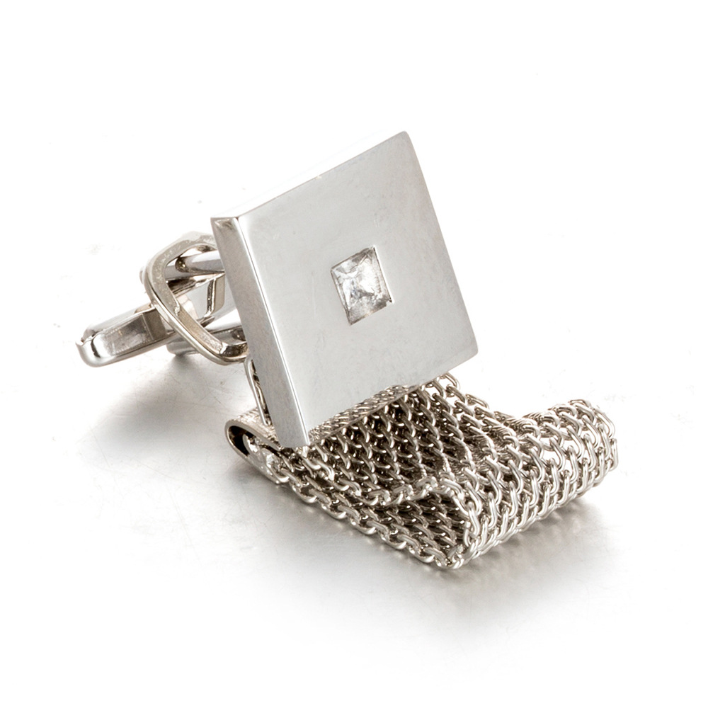 Shirt Cufflinks Chain Chain Square White Crystal Business Cufflinks — foto 2