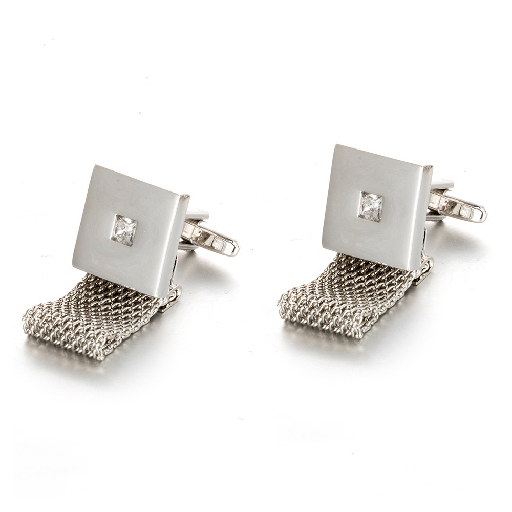 Shirt Cufflinks Chain Chain Square White Crystal Business Cufflinks — foto 6