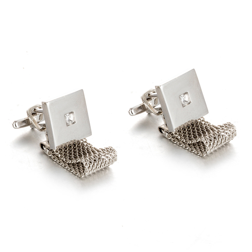 Shirt Cufflinks Chain Chain Square White Crystal Business Cufflinks — foto 5