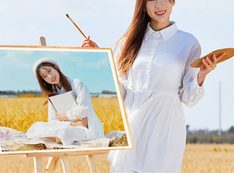 DIY Frameless Oil Painting Flower Landscape People Animal Photos