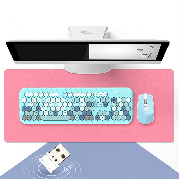 Girly Keyboard And Mouse Set | Wireless Honeycomb Design