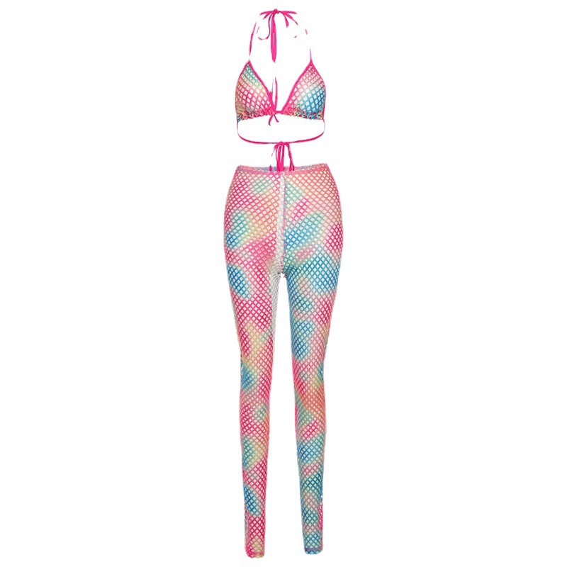 Women's Tie-dye Lace-up Vest And Trousers Casual Sports Suit