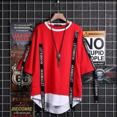Men's Short-sleeved Shirt Korean Style Hooded Half-sleeved Sweater Hip-hop Couple Top Clothes - View 1