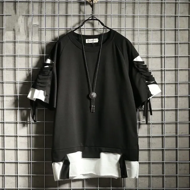 Men's Short sleeved Shirt Korean Style Hooded Half sleeved Sweater Hip hop Couple Top Clothes H S - Shop at LoveMi