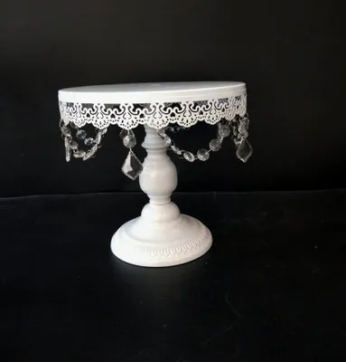 Simple And Modern Wrought Iron Lace Cake Stand Medium Tray With Crystal - Shop at LoveMi