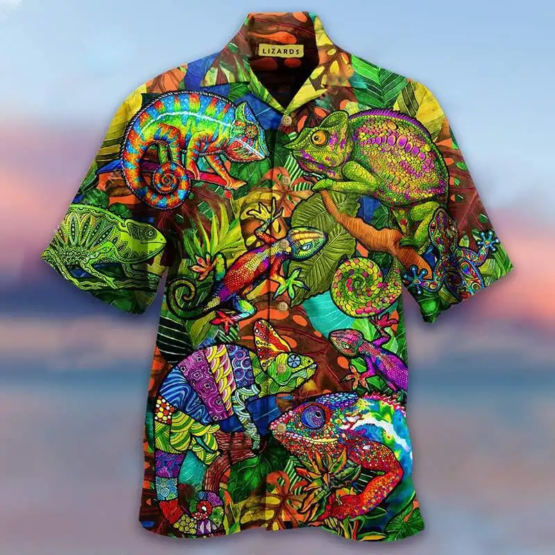 Casual Short-Sleeved Loose Shirt 3D Printed Cardigan