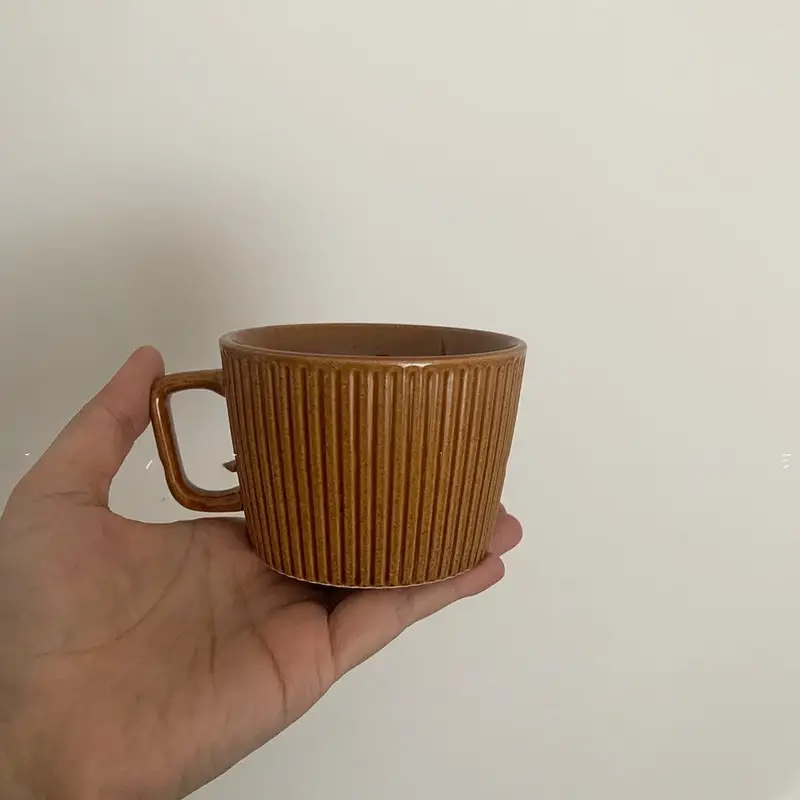Simple Retro Vertical Grain Coffee Cup